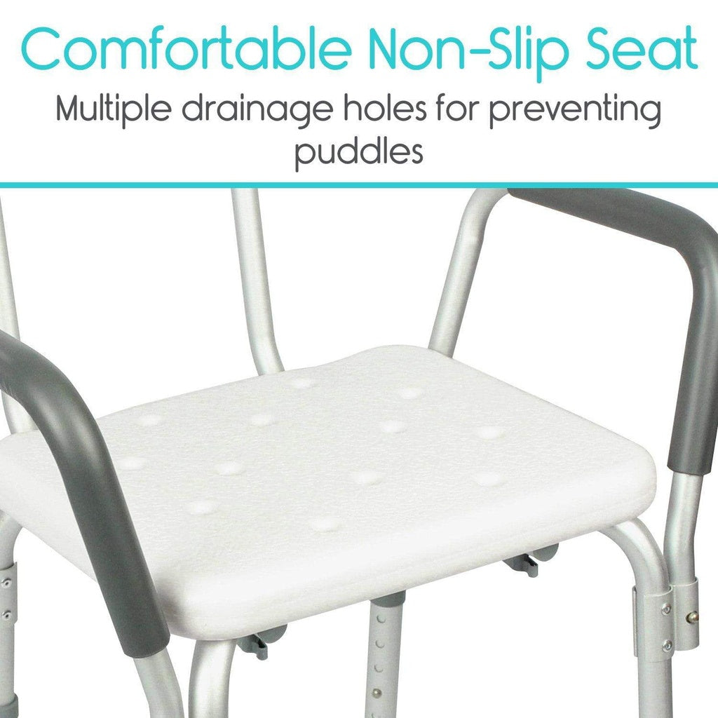 Vive Shower Chair has drainage holes to prevent puddles