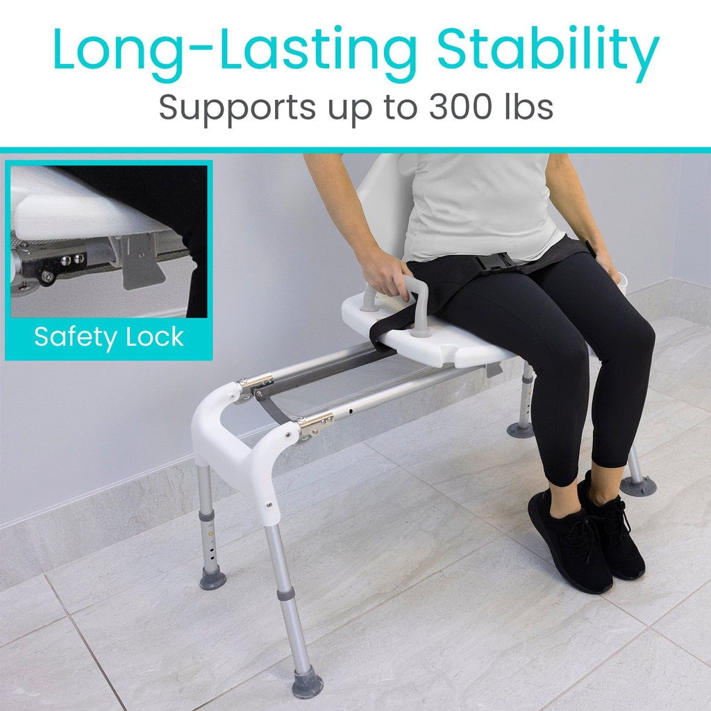 Vive Sliding Shower Chair holds up to 300 lbs