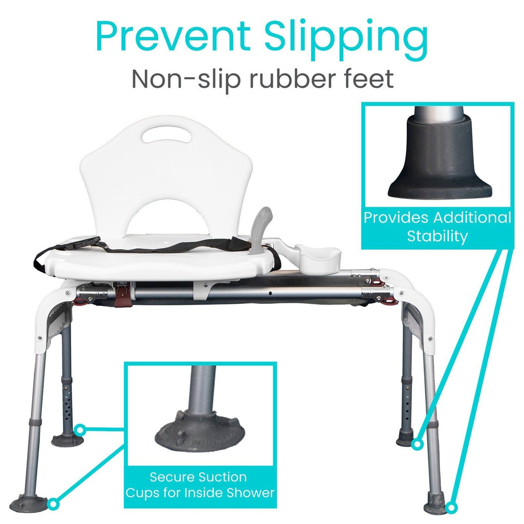 Vive Sliding Shower Chair non-slip rubber feet
