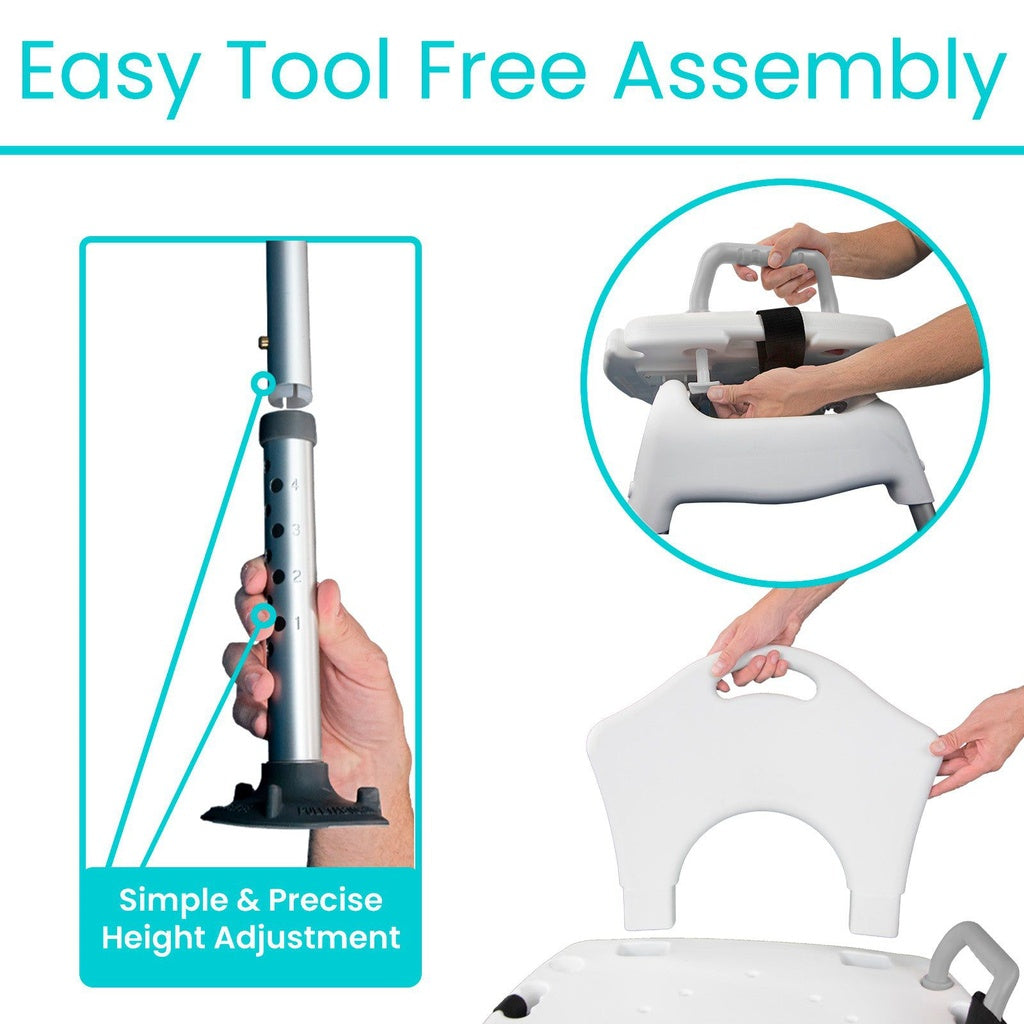 Vive Sliding Shower Chair tool free assembly