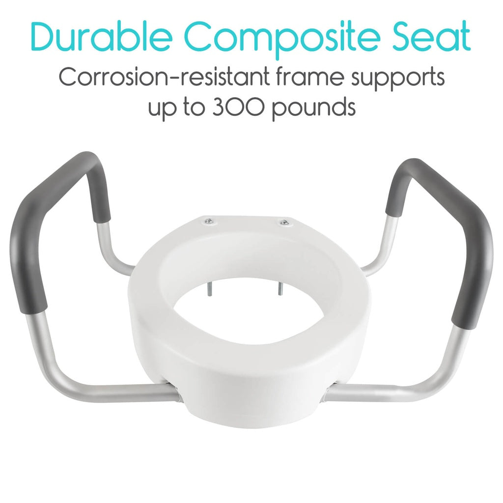 Vive Toilet Seat Riser with Arms holds up to 300 lbs