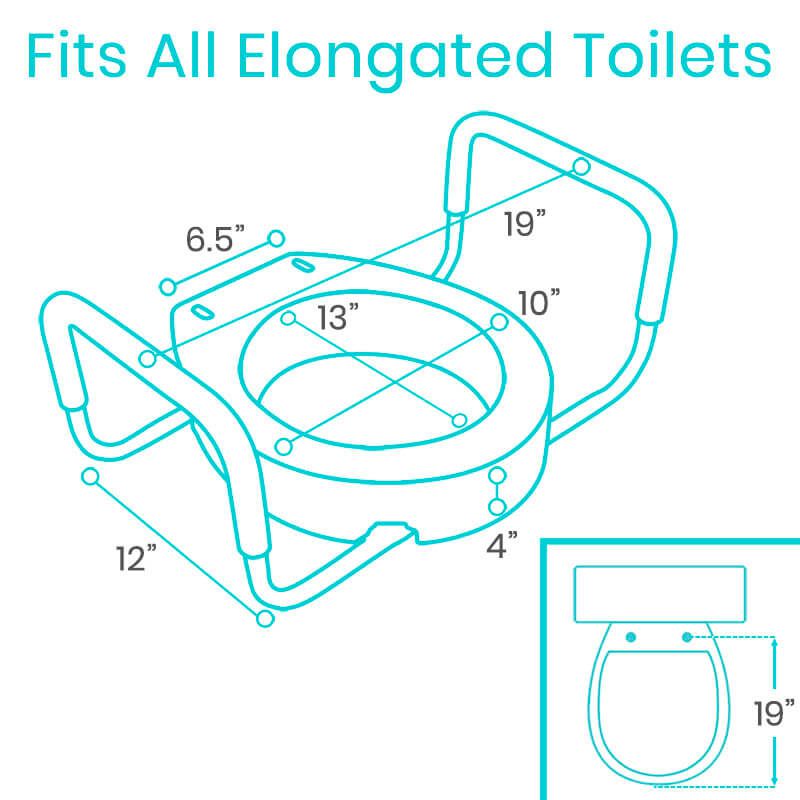 Vive Toilet Seat Riser with Arms elongated toilet