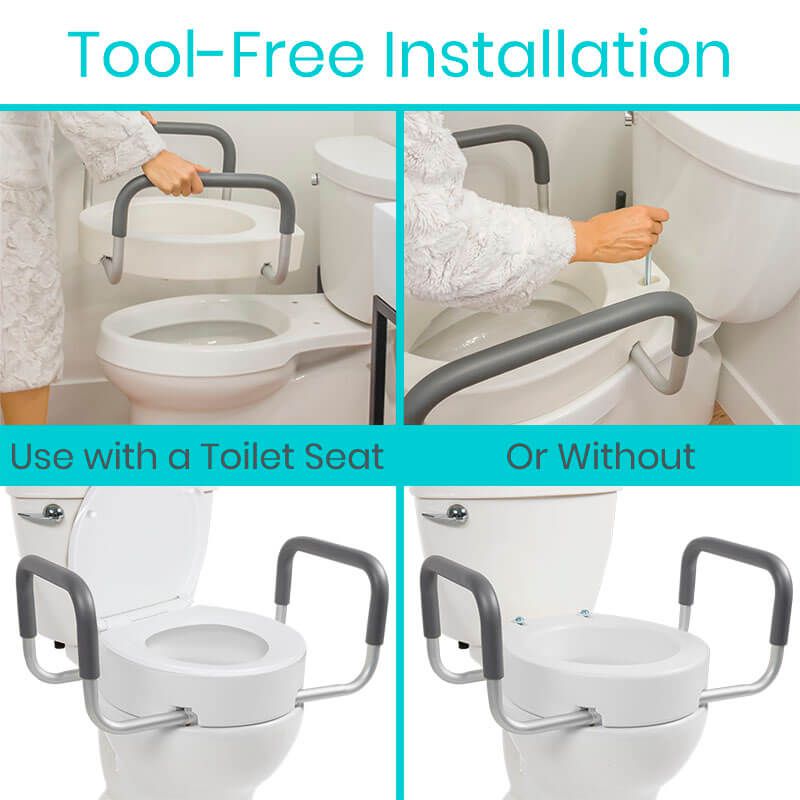 Vive Toilet Seat Riser with Arms tool free install