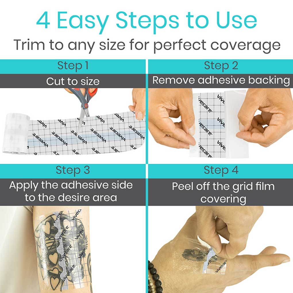 Step-by-step guide on how to use a tattoo stencil with text and images.