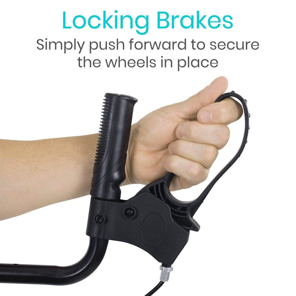 Vive Upright Walker has locking brakes