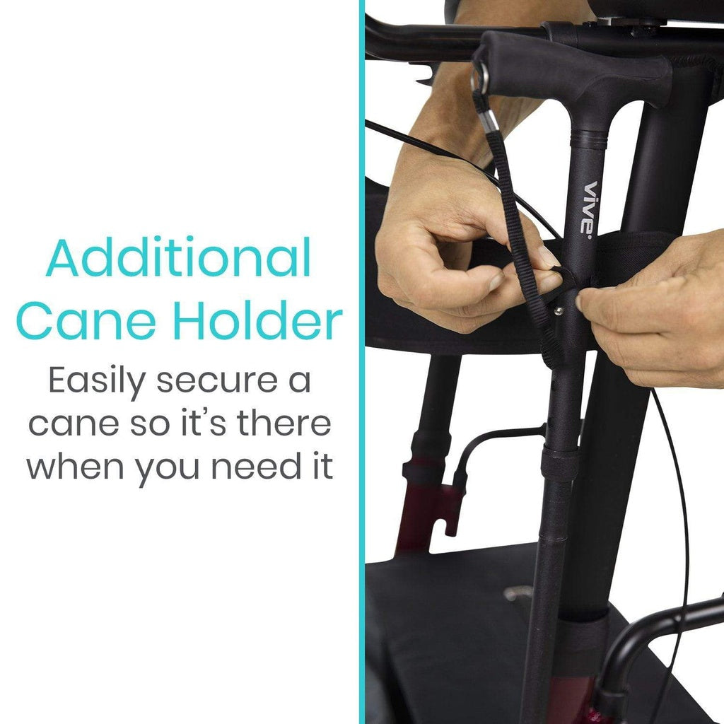Vive Upright Walker has a cane holder