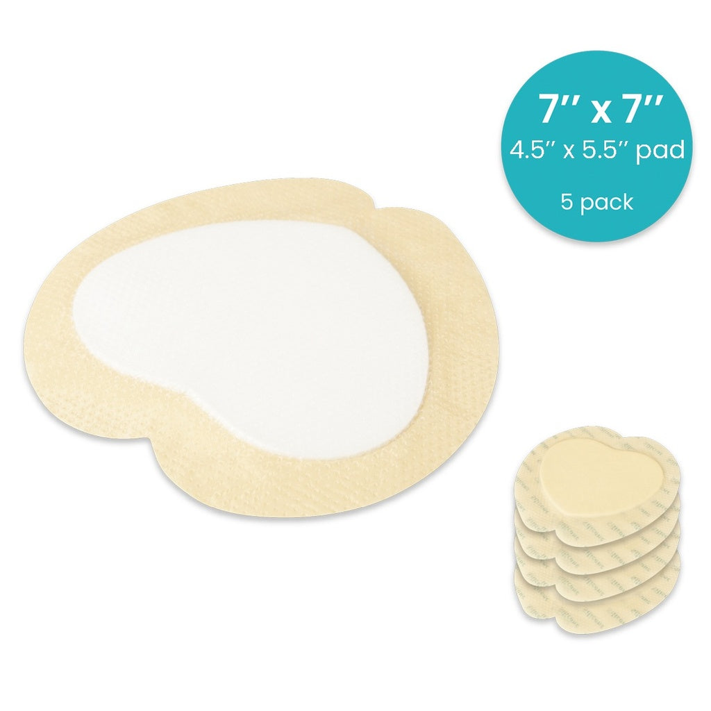 Stack of circular pads with dimensions and pack count displayed.
