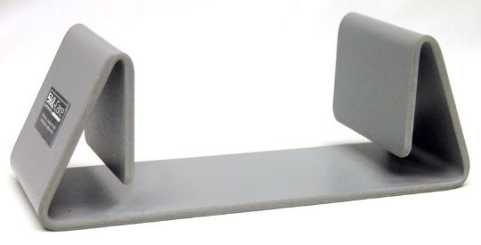 Gray wedge with a brand label on a white background