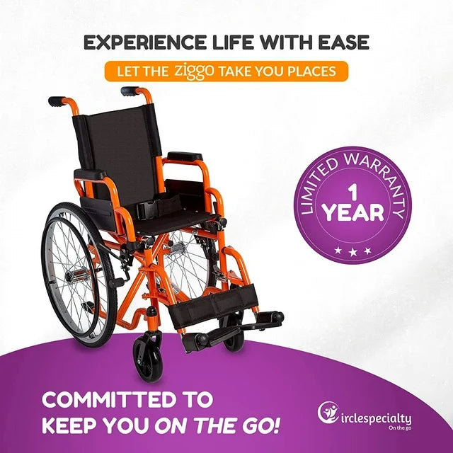 Ziggo 12" Pediatric Wheelchair – Orange