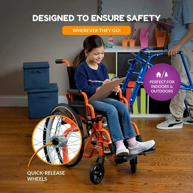 Ziggo 12" Pediatric Wheelchair – Orange