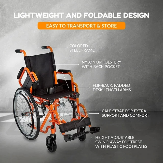 Ziggo 12" Pediatric Wheelchair – Orange
