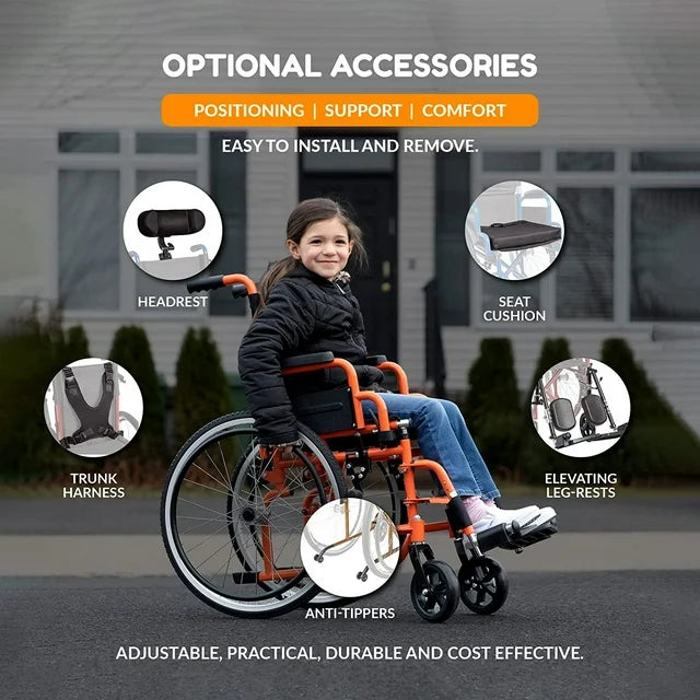 Ziggo 12" Pediatric Wheelchair – Orange