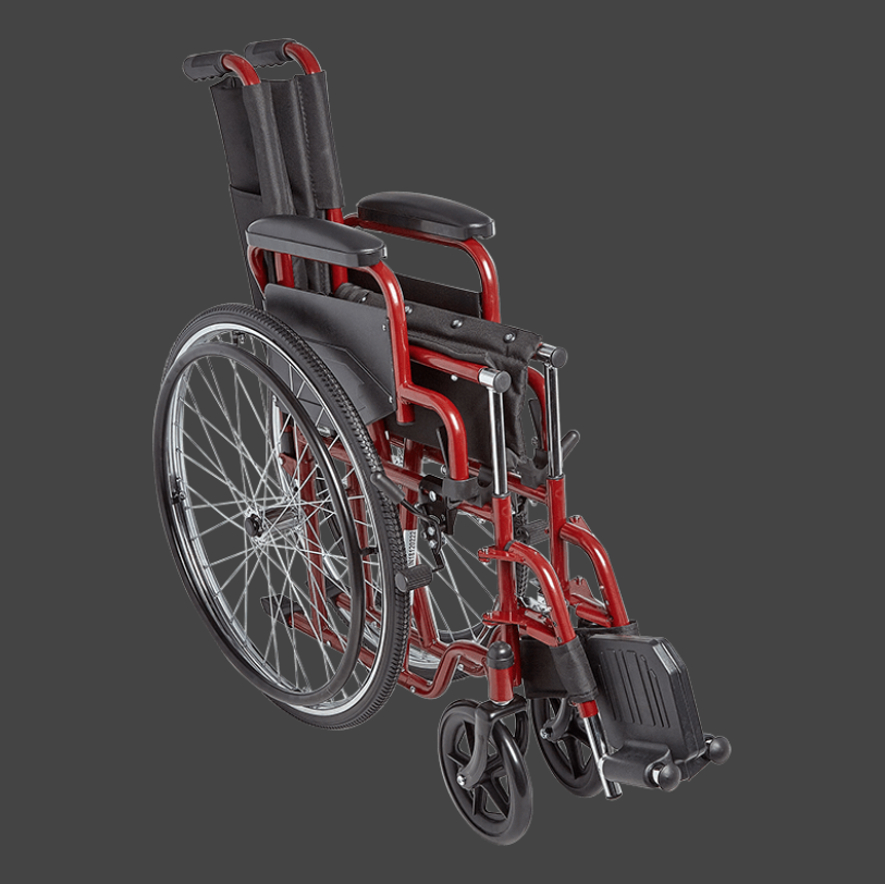 Red and black wheelchair on a transparent background