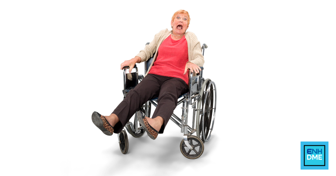 Woman sitting in wheelchair demonstrating proper positioning for pressure injury prevention