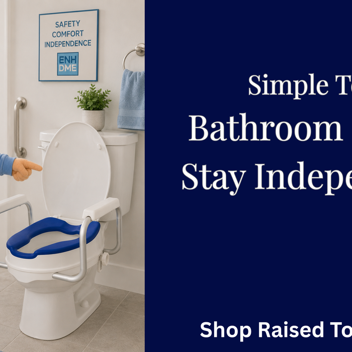 Grampa pointing at at Raised Toilet Seat