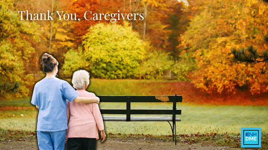 A caregiver with her senior client enjoying a fall day togehter.