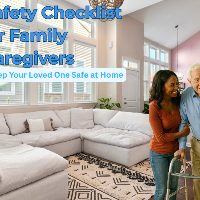 A Caregiver and a client doing a safety check in a home.