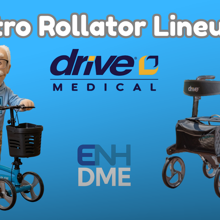 Drive Medical Nitro rollator lineup — all models including Sprint, HD, Tall, Euro Style, Elite CF, Duet, and Glide