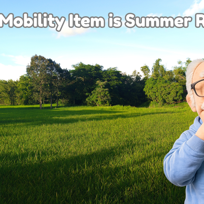 Grampa pondering on what mobility item to use during the summer months