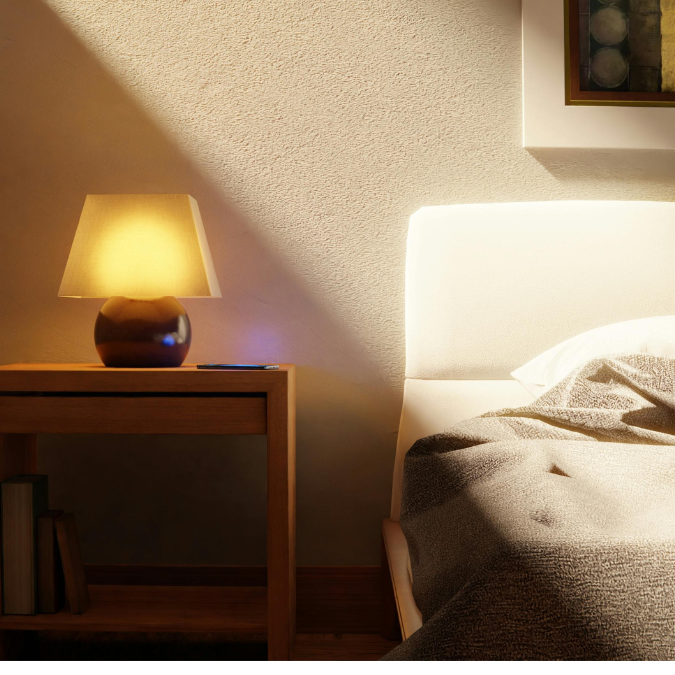 Moody bedroom bedside lamp warm light