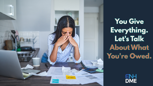 Stressed out Caregiver looking at Bills that need to be paid