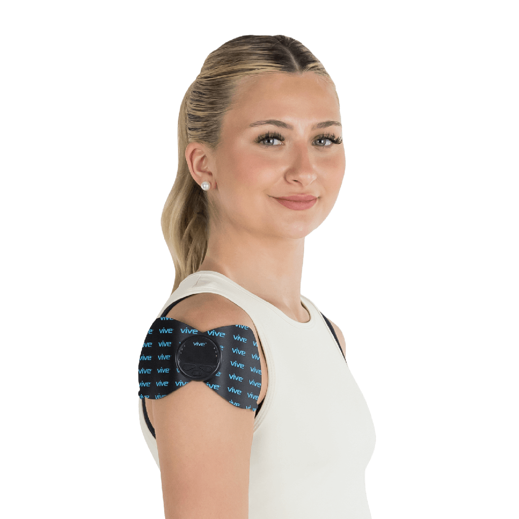 Woman wearing muscle stimulator
