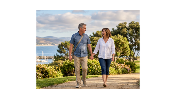 couple taking a walk on a nice day