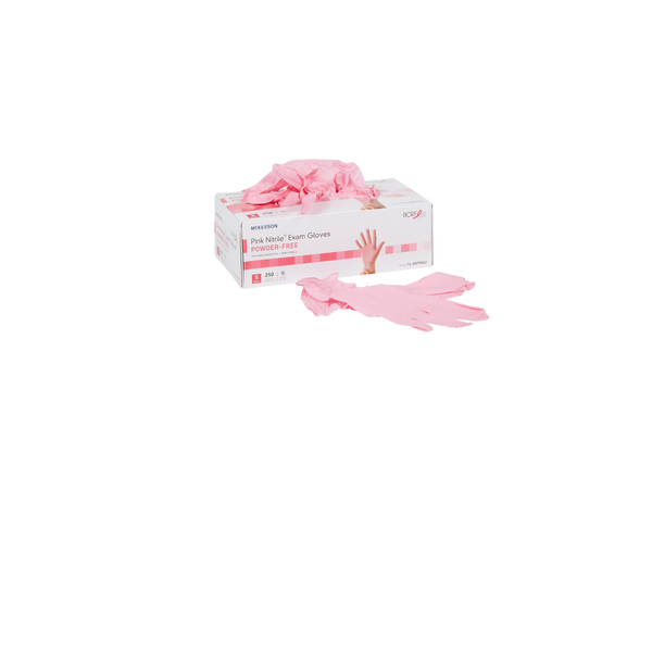 box of pink exam gloves