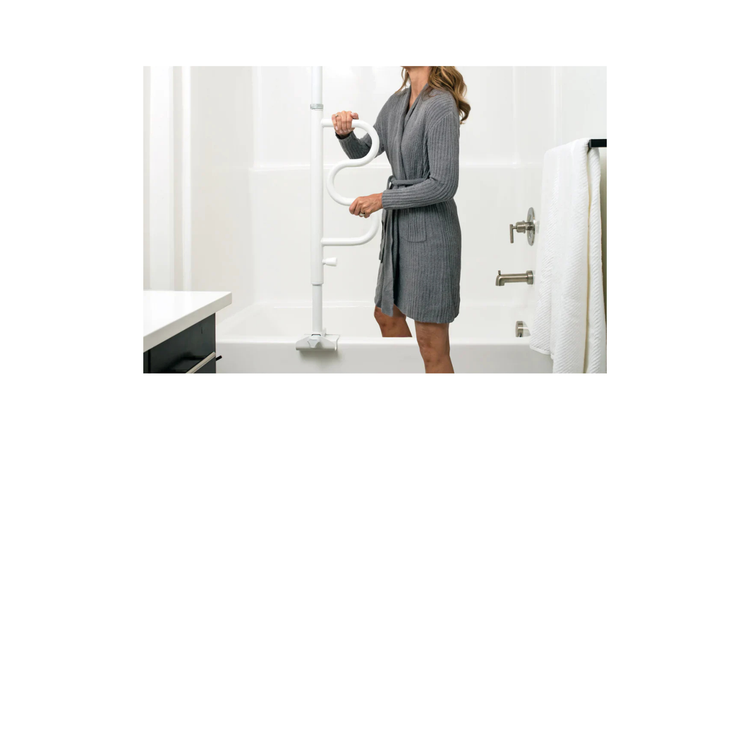 woman exiting shower using grab bar