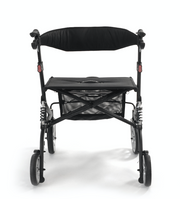 Black walker with seat on a white background