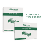 Two boxes of Ridgewood Home Care Bed packaging on a white background