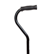 Black cane handle on a white background