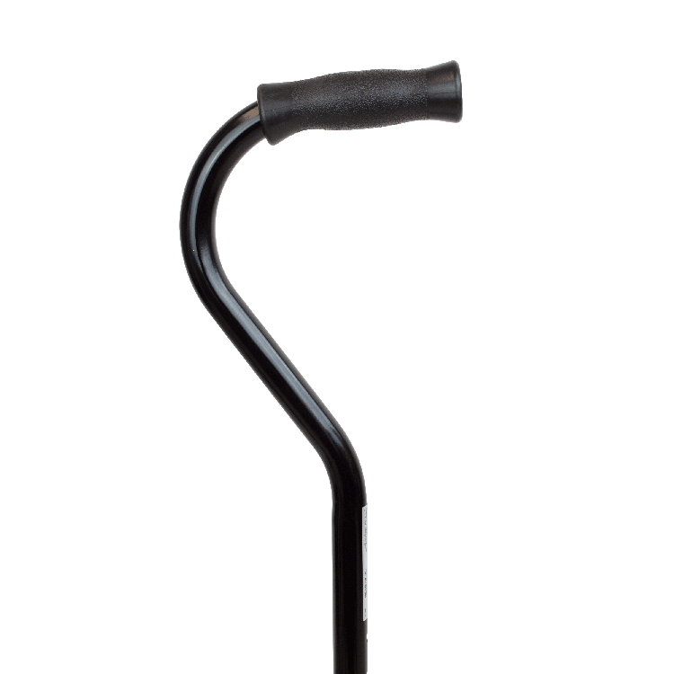 Black cane handle on a white background