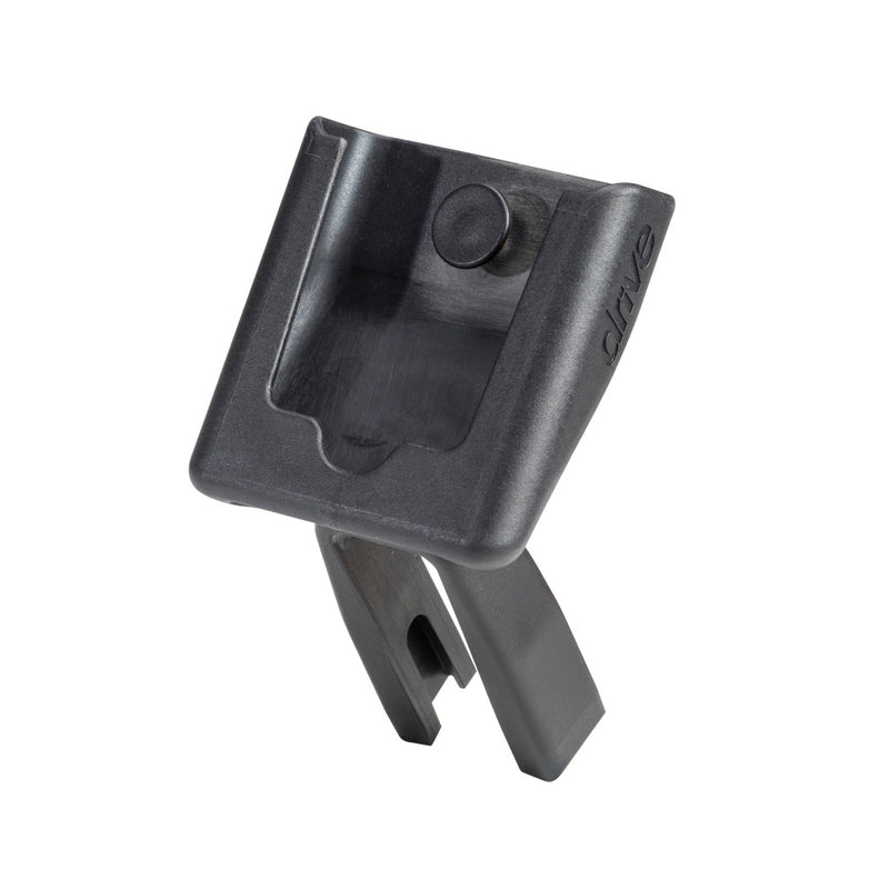 Black plastic clip on a white background