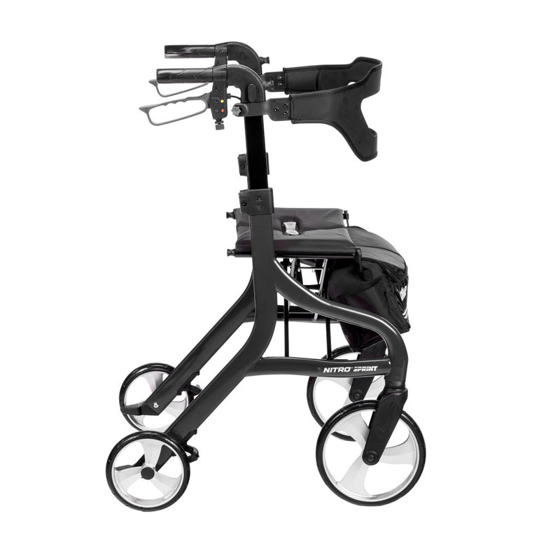 Black rollator walker on a white background
