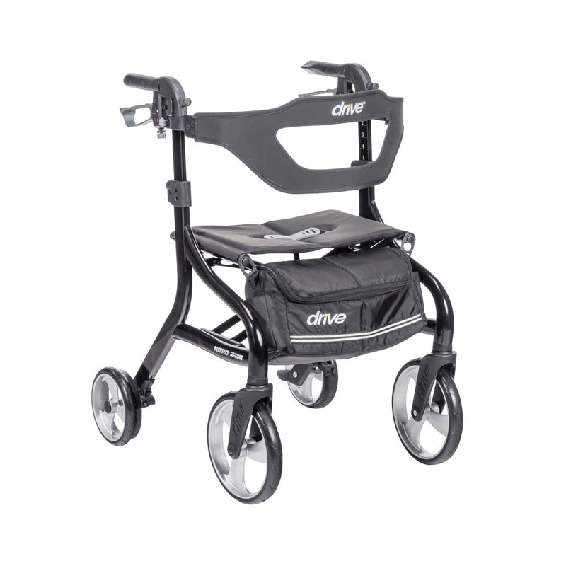 Black rollator with 'drive' branding on a white background