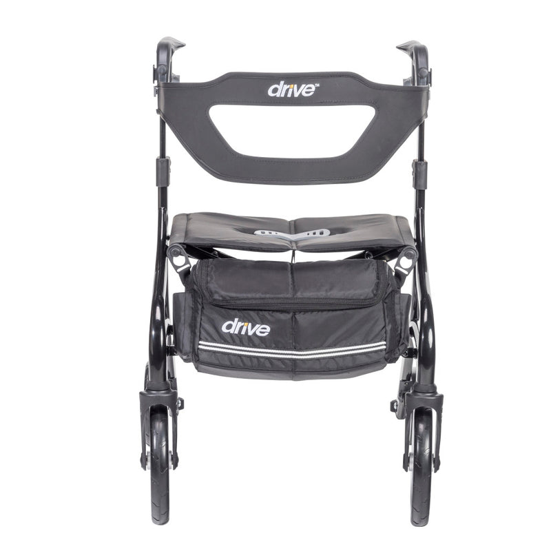 Black walker with seat and backrest on a white background, featuring the 'Drive' brand.