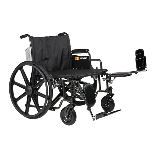 Black manual wheelchair with folded footrest on a white background