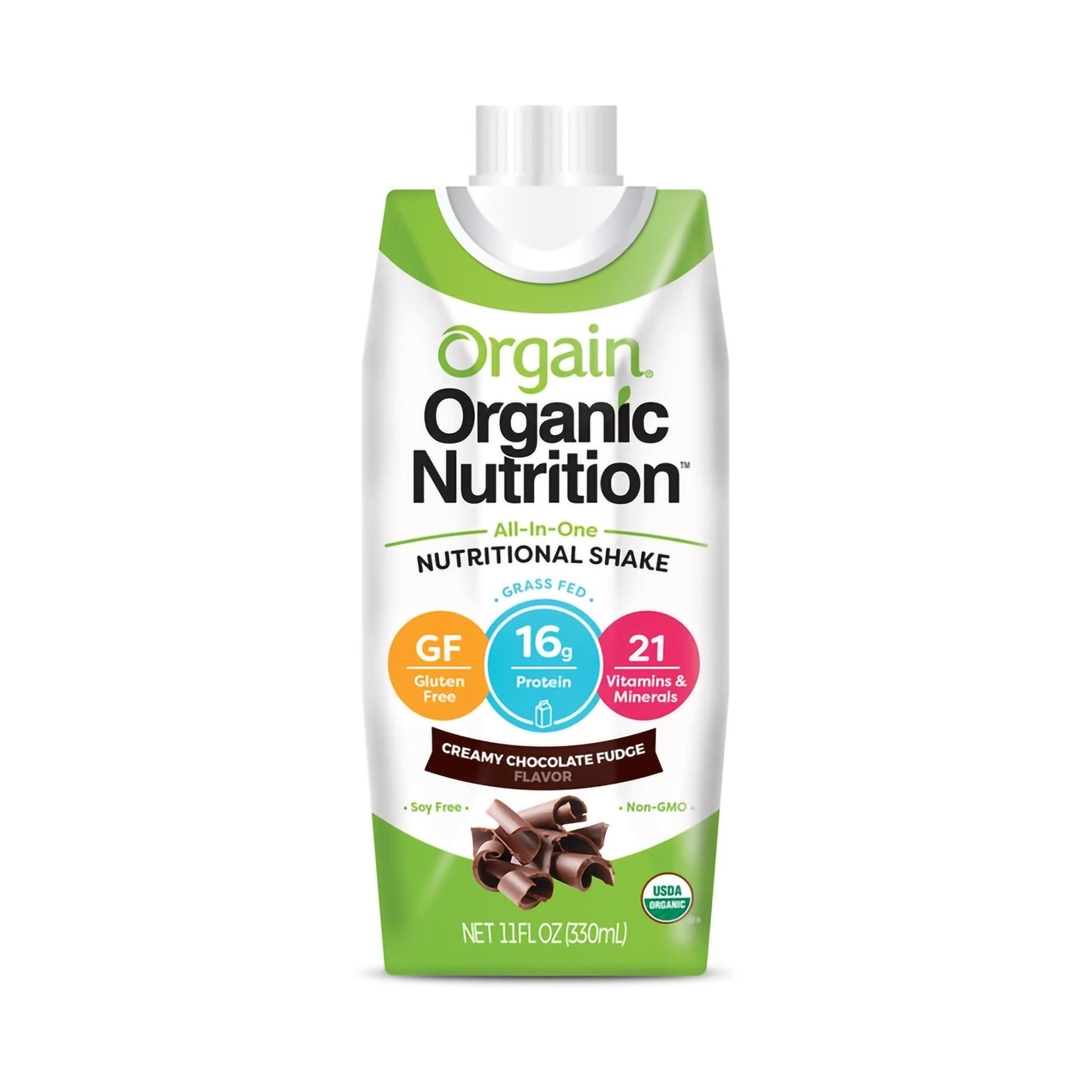 Orgain Organic Nutrition nutritional shake packaging on a white background