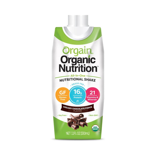 Orgain Organic Nutrition nutritional shake packaging on a white background