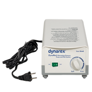 Dynarex DynaRest Alternating Pressure Pump and Pad System, item 10440, in a white rectangular unit with a black power cord, featuring a front dial and green power switch on a white background.