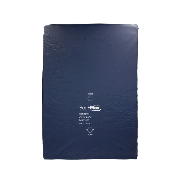 Navy blue air mattress with 'Bath Max' branding on a white background