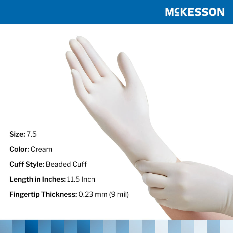 Cream-colored glove with McKesson branding on a white background