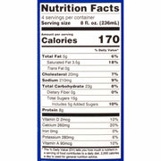 Nutrition facts label for a product with serving size, calories, and detailed nutritional information.