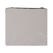 A square light gray zippered pouch or sleeve with a black zipper track along the top edge, shown against a plain white background.
