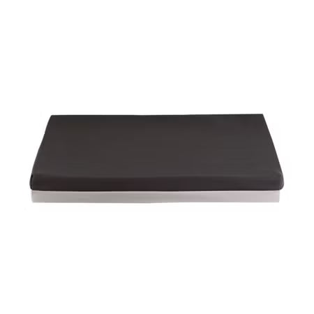 A rectangular black cushion or pad with rounded corners, shown from a top-down view on a plain white background.