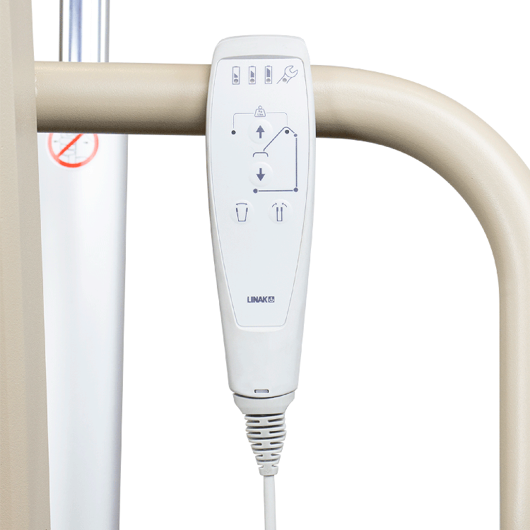 Control panel for a medical device with LINAK branding on a white background