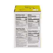 Nutrition facts label on a product packaging with a yellow top.