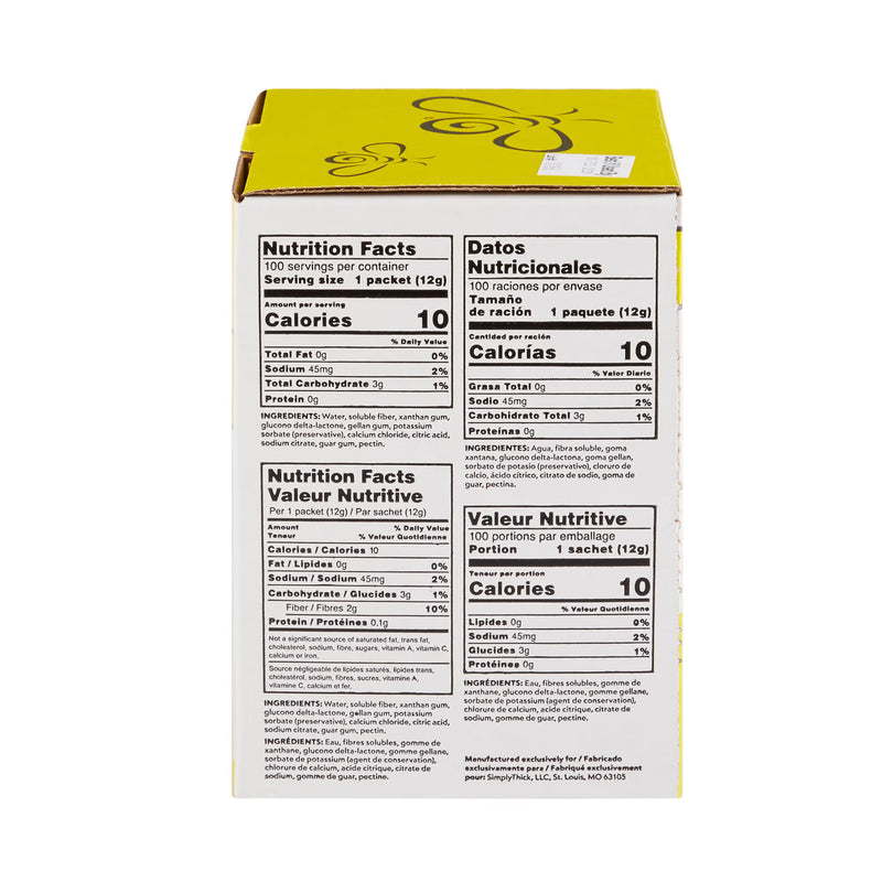 Nutrition facts label on a product packaging with a yellow top.