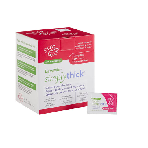 Box and packet of EasyMix simplythick on a white background